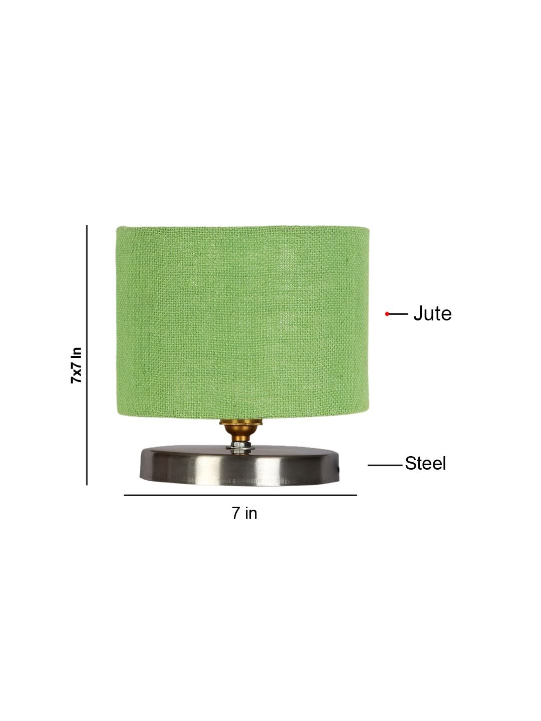 Green Jute Table Lamp with Steel Base