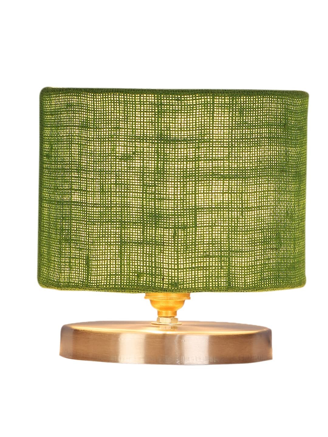 Green Jute Table Lamp with Steel Base