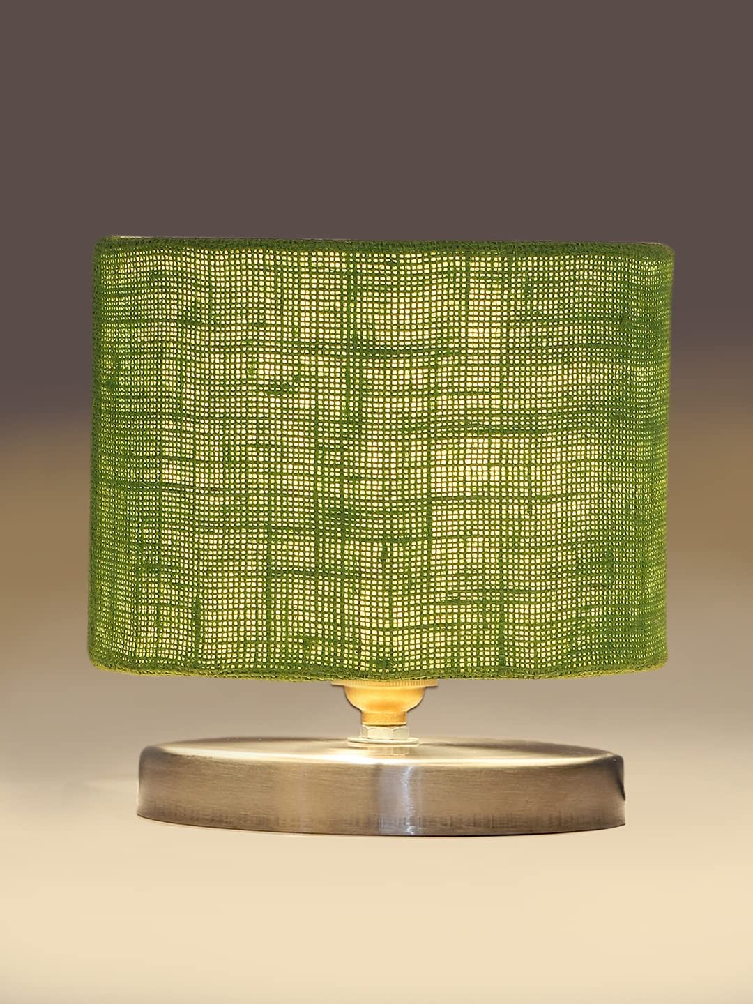 Green Jute Table Lamp with Steel Base