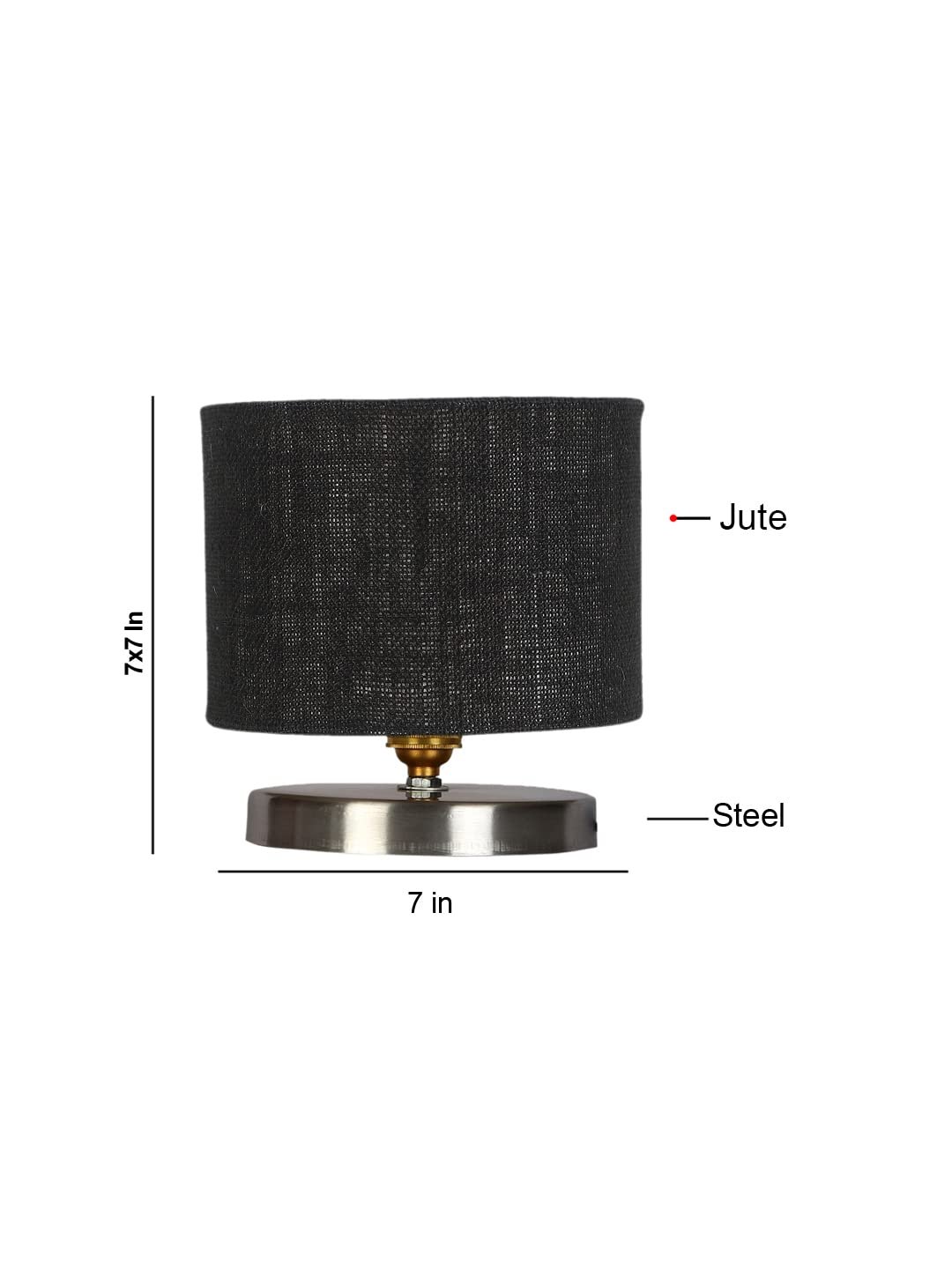 Black Jute Table Lamp with Steel Base