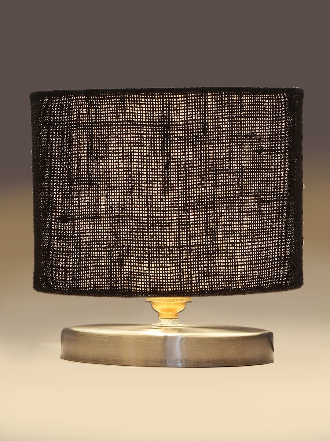 Black Jute Table Lamp with Steel Base