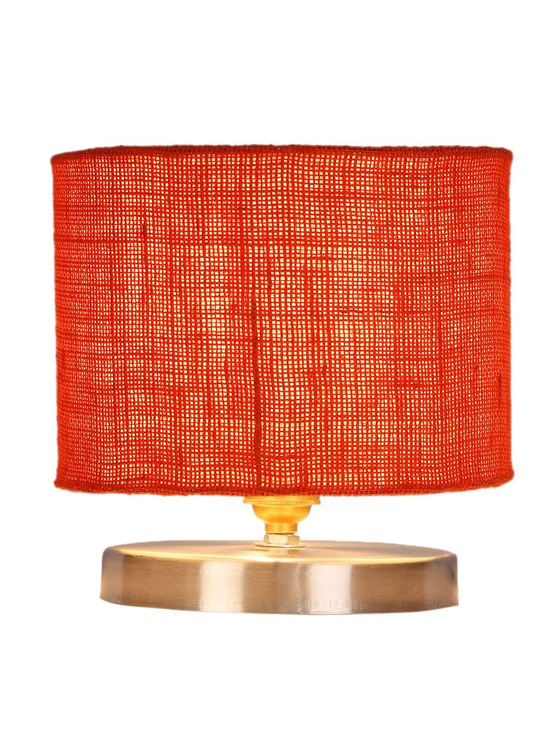 Orange Jute Table Lamp with Steel Base