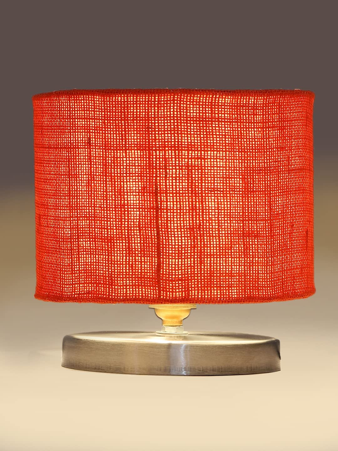 Orange Jute Table Lamp with Steel Base