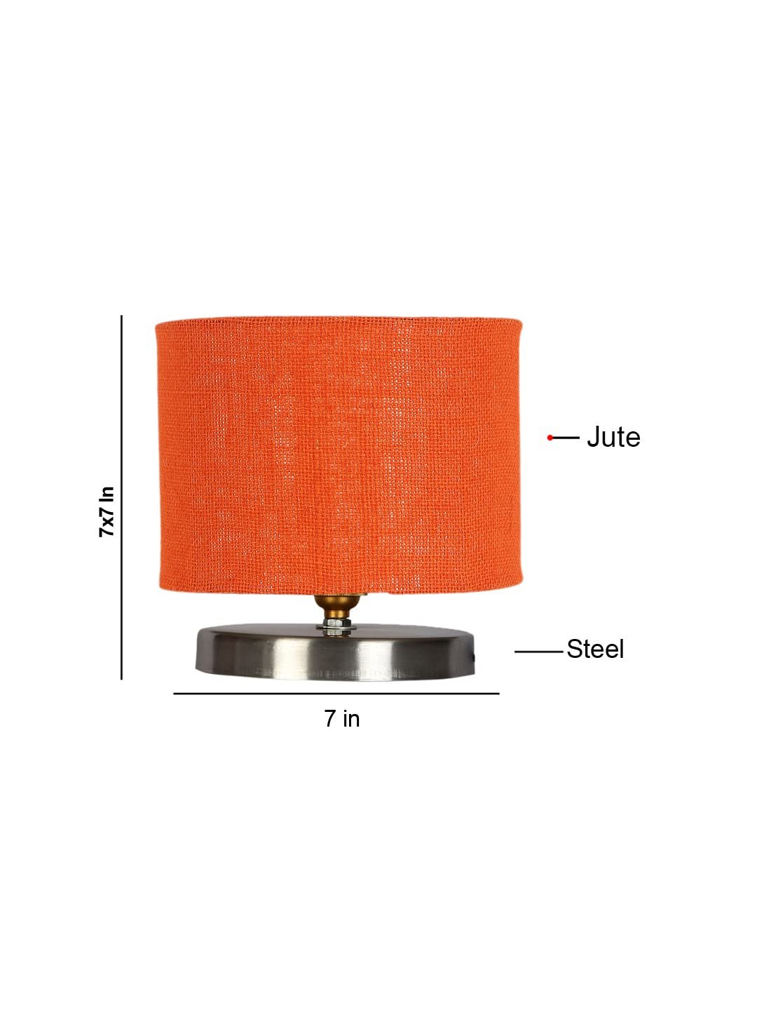Orange Jute Table Lamp with Steel Base