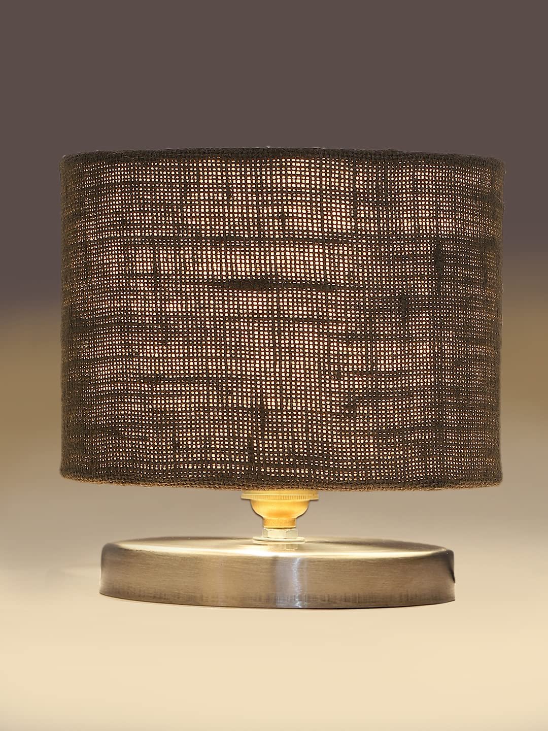 Grey Jute Table Lamp with Steel Base -36