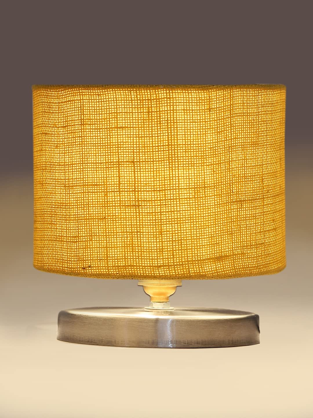 Yellow Jute Table Lamp with Steel Base