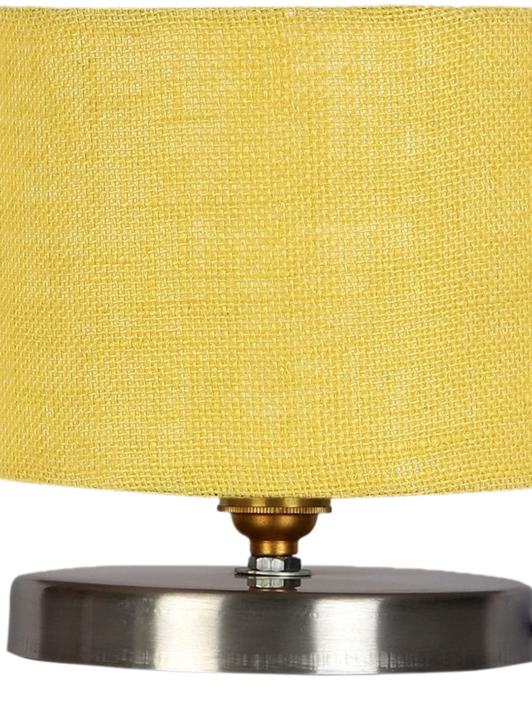 Yellow Jute Table Lamp with Steel Base