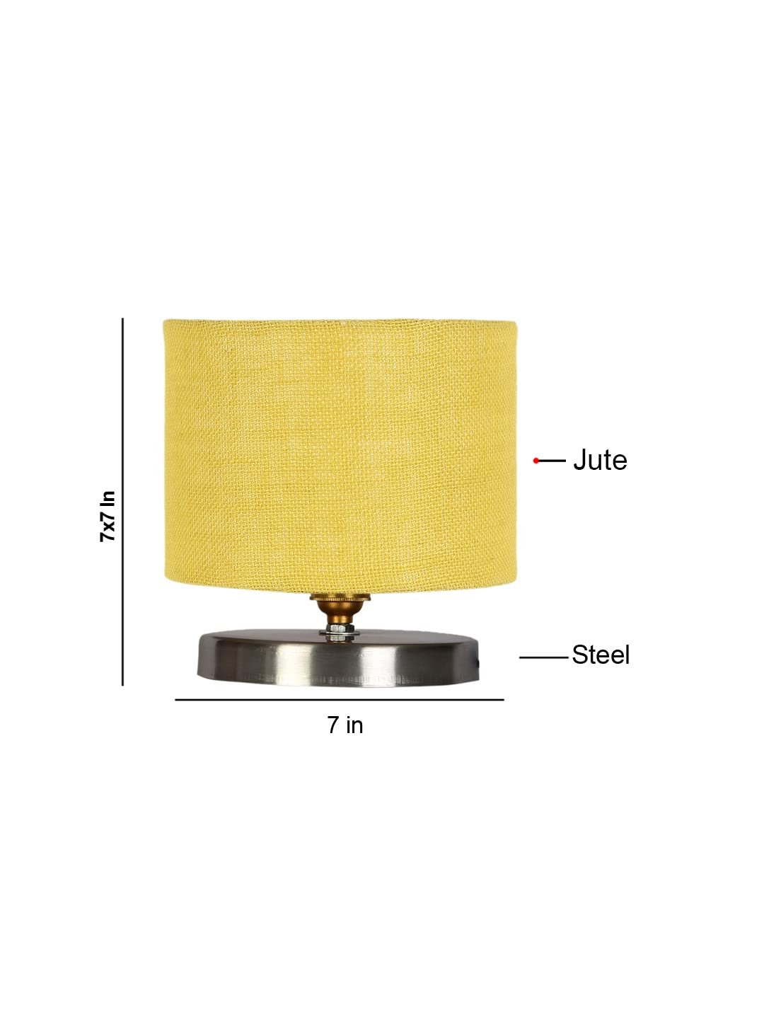 Yellow Jute Table Lamp with Steel Base
