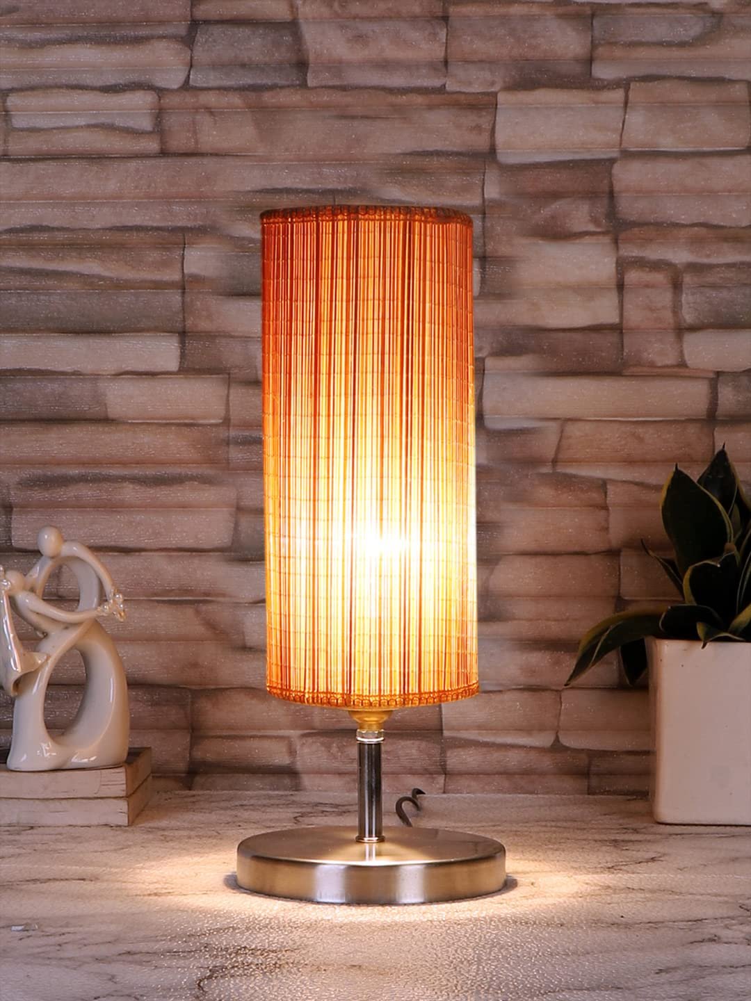 Round Bamboo Table lamp with Steel Base -38