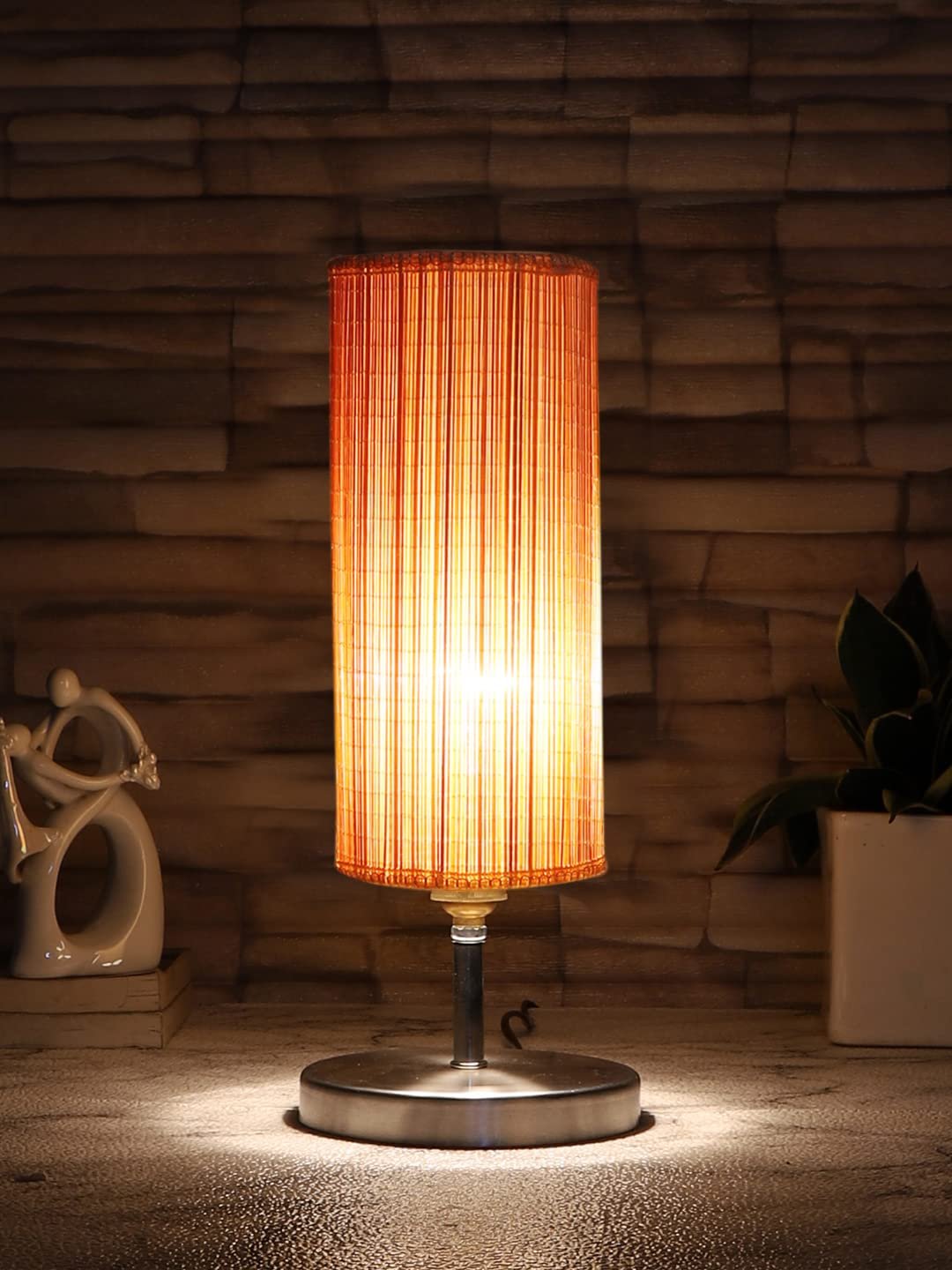 Round Bamboo Table lamp with Steel Base -38