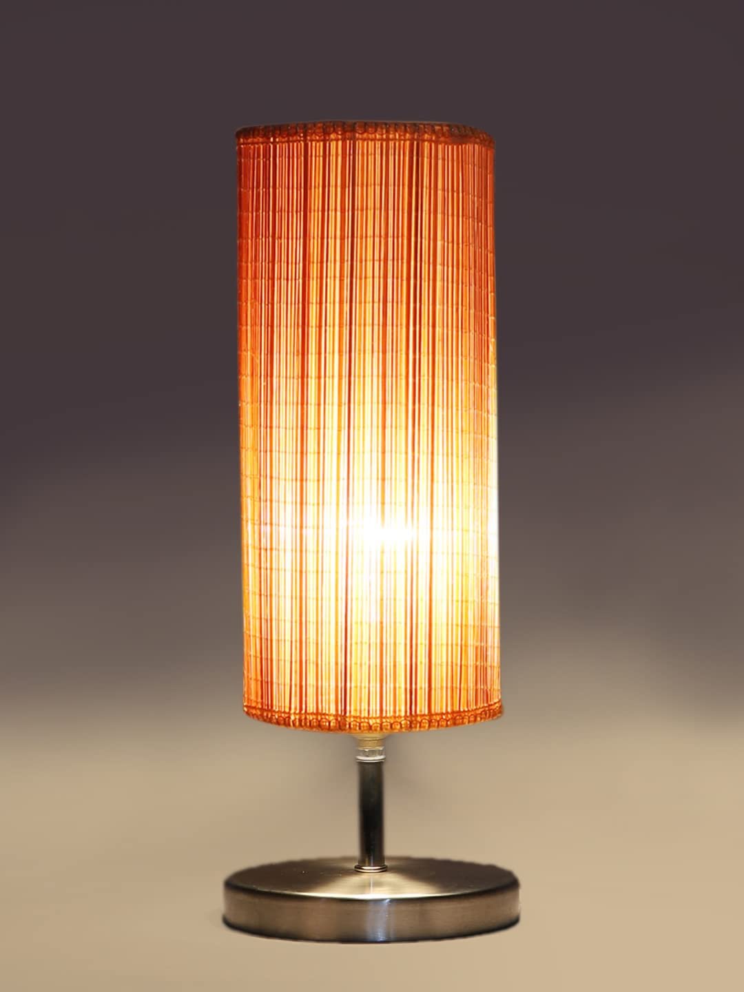 Round Bamboo Table lamp with Steel Base -38