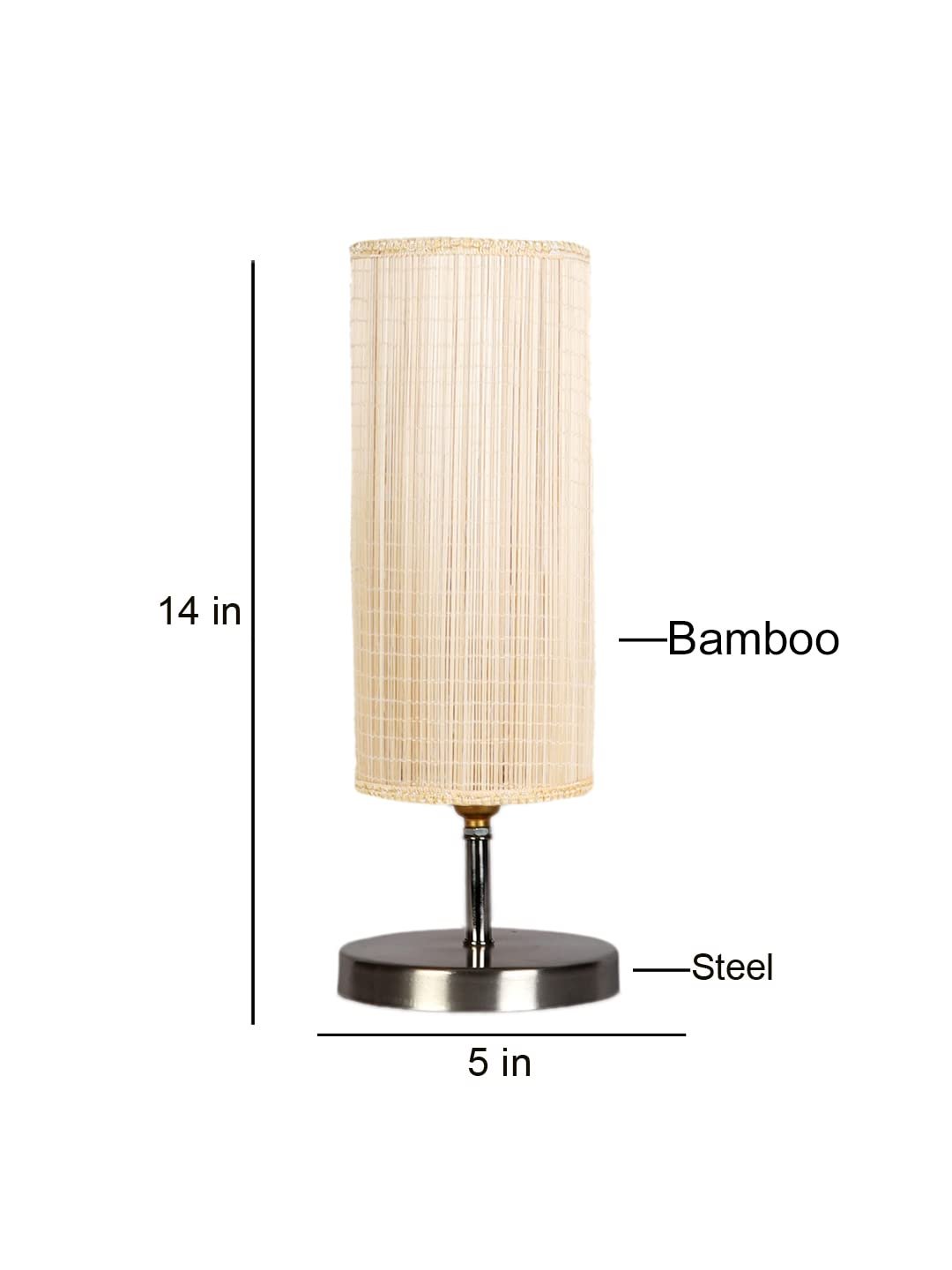 Round Bamboo Table lamp with Steel Base -38