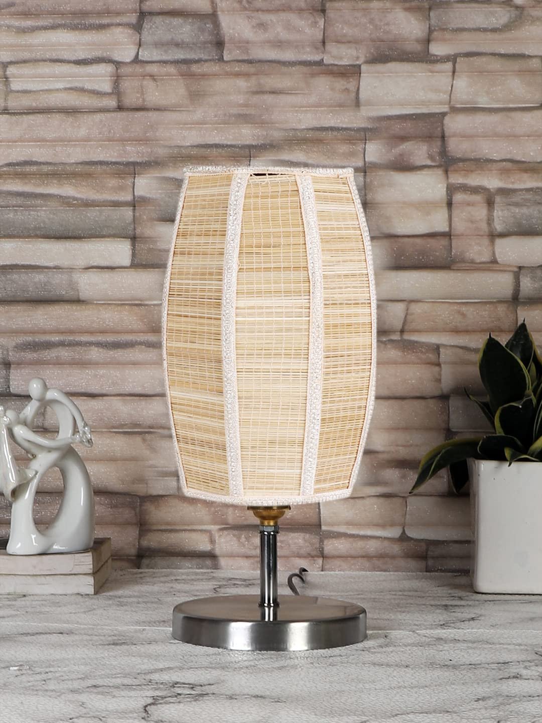 Dholak Bamboo Table lamp with Steel Base =-39