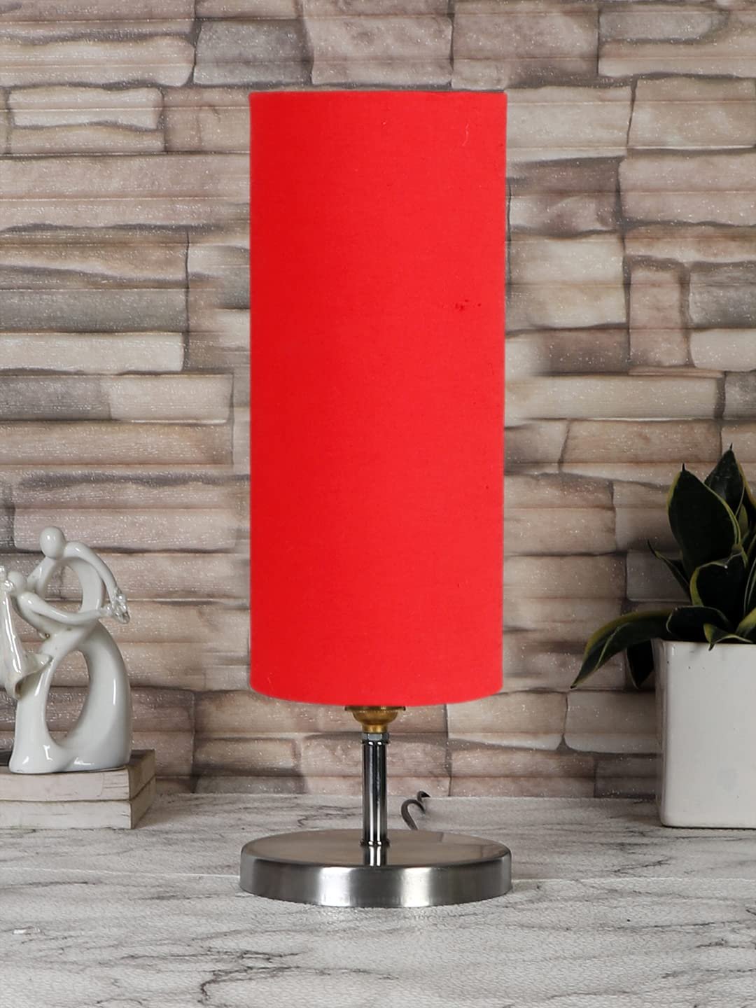 Red Cotton Table lamp with Steel Base -43