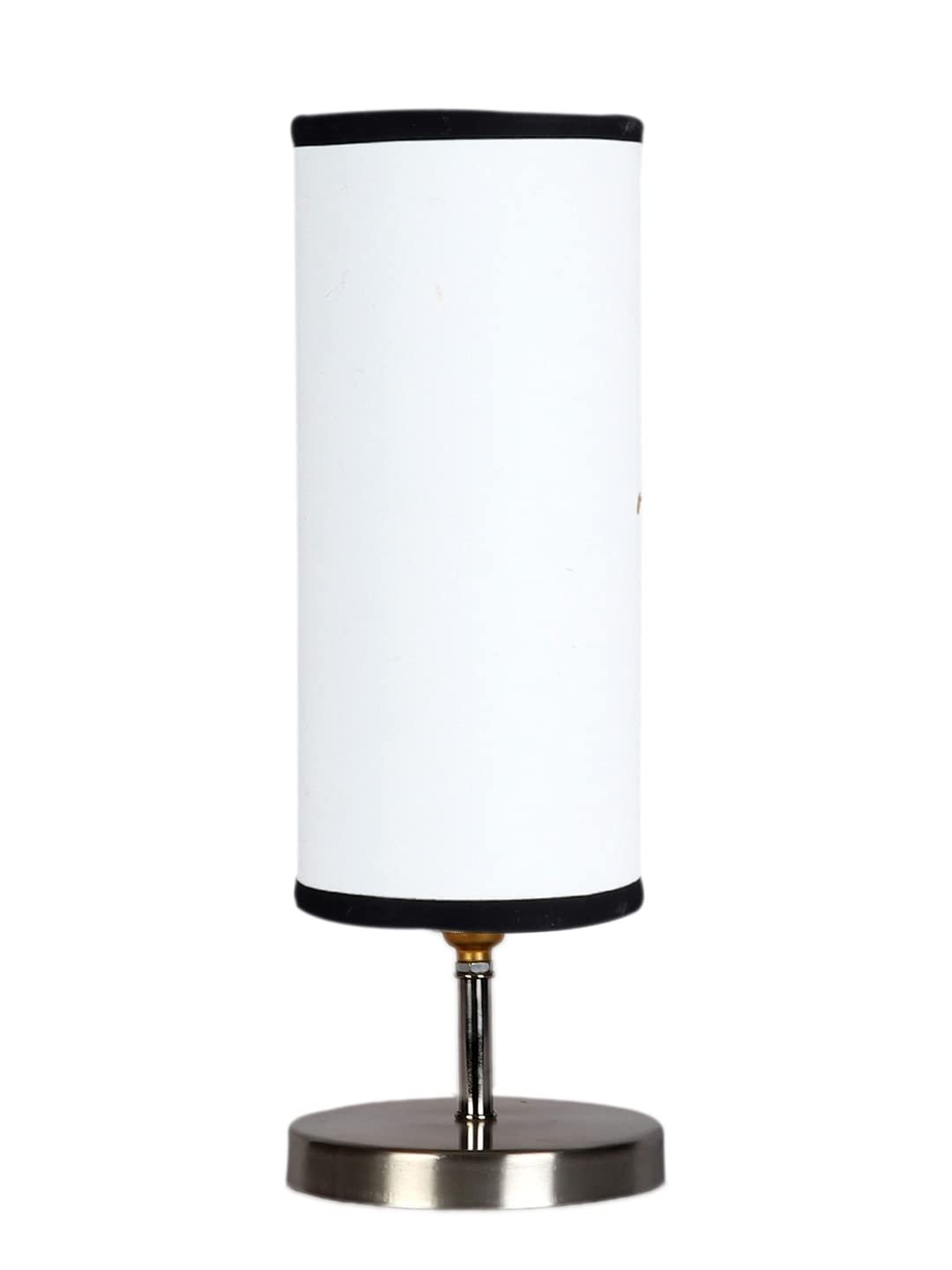 White & Black Cotton Table lamp with Steel Base -46