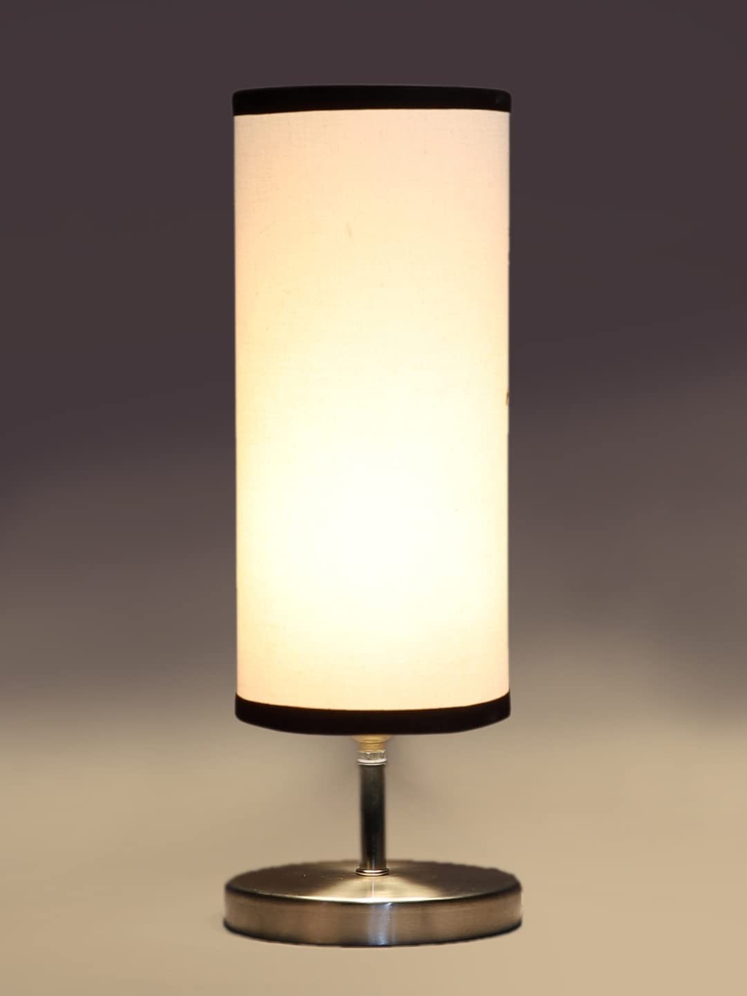 White & Black Cotton Table lamp with Steel Base -46