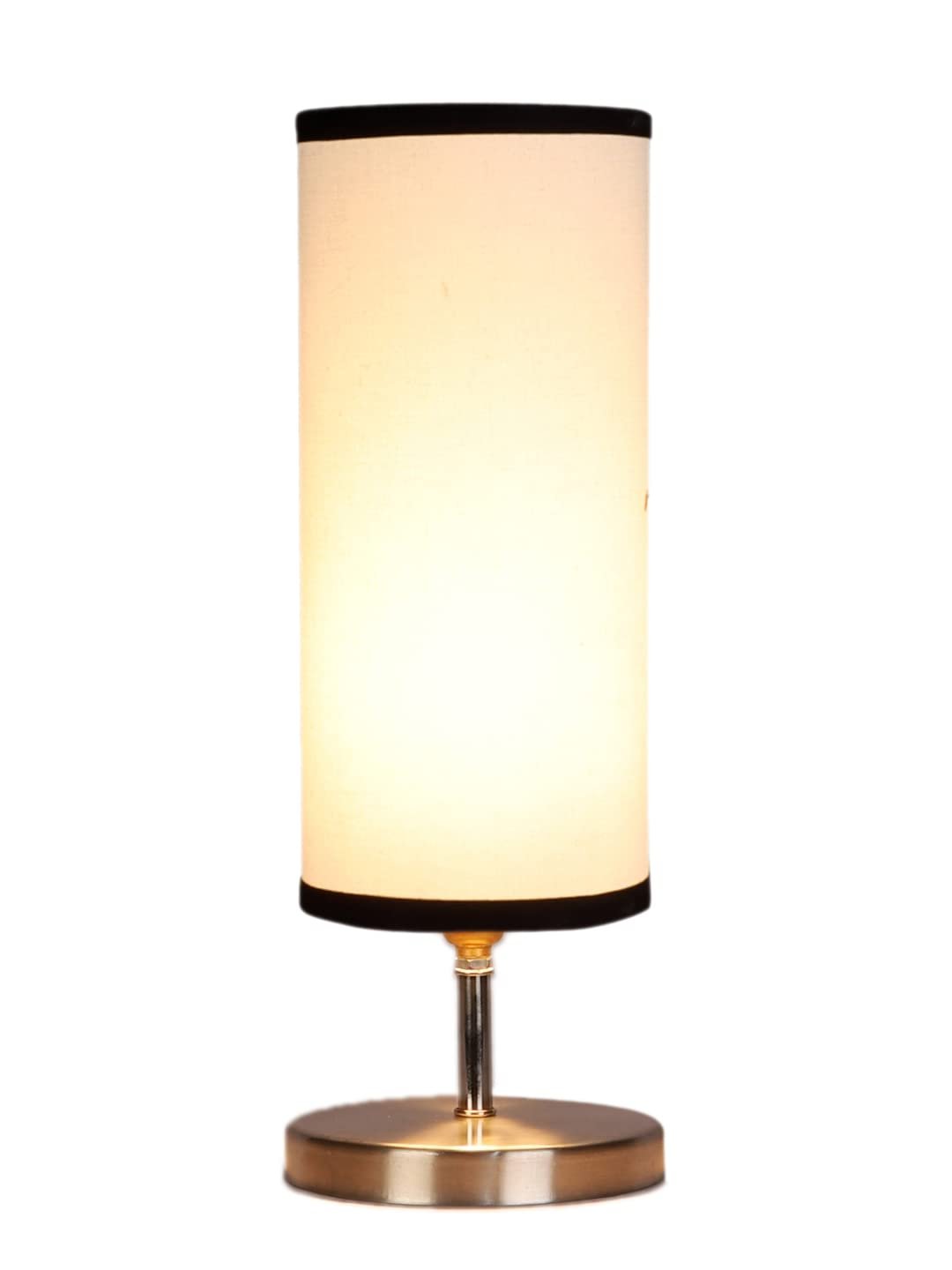 White & Black Cotton Table lamp with Steel Base -46