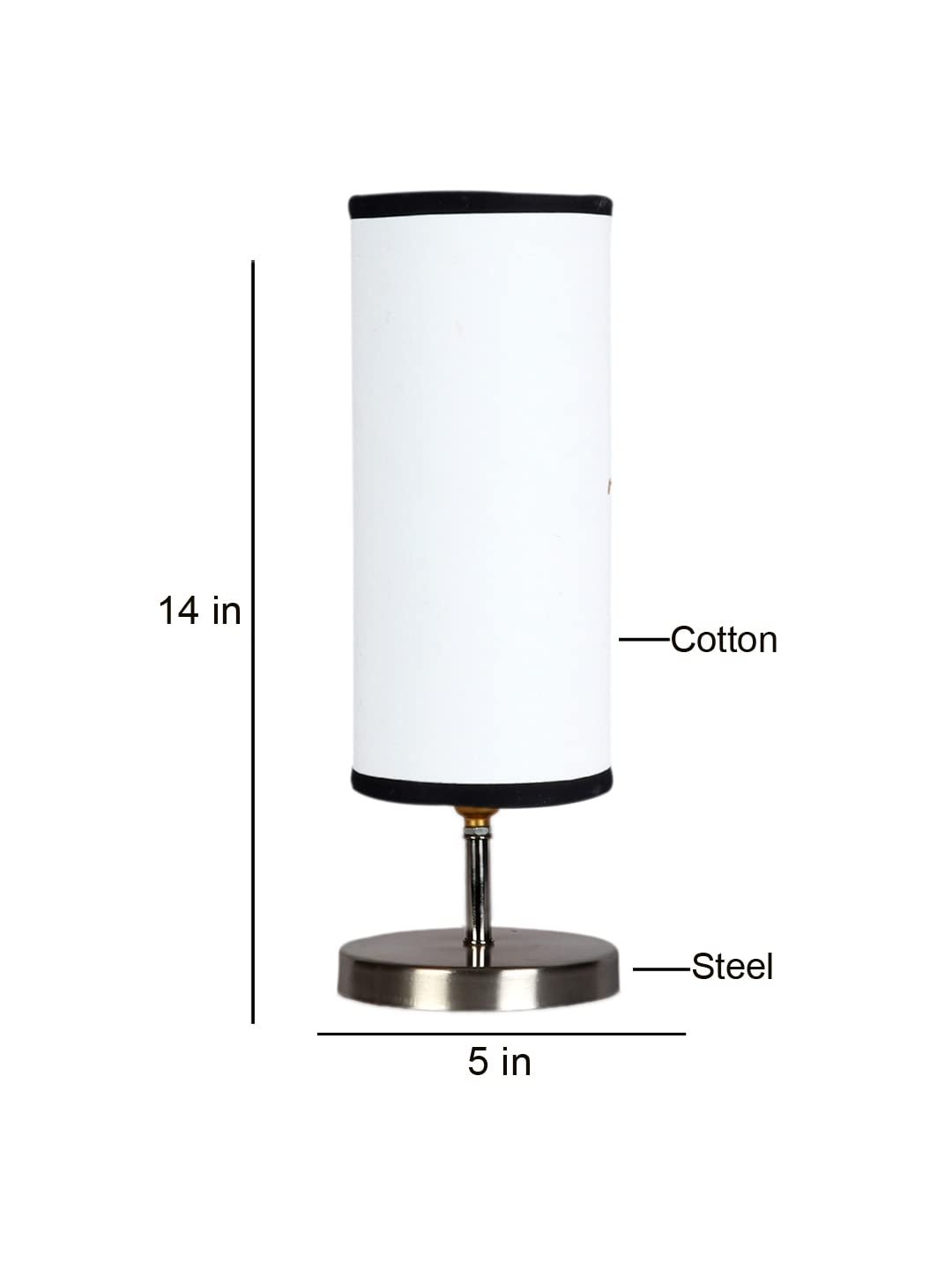 White & Black Cotton Table lamp with Steel Base -46