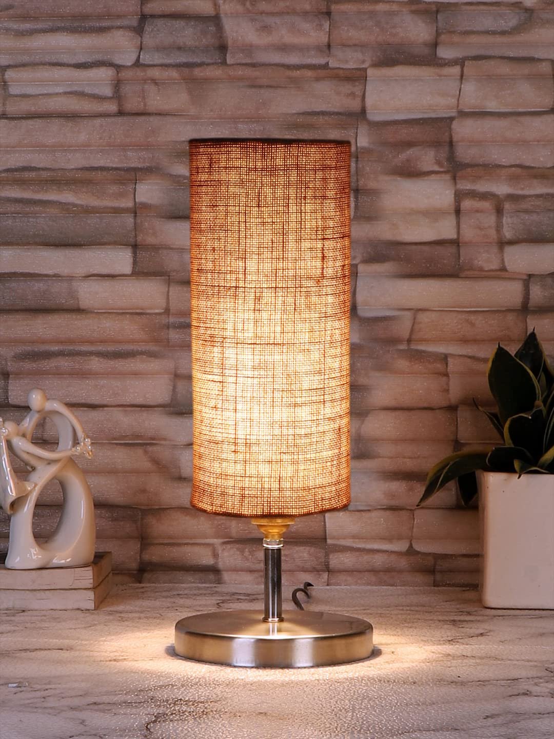 Beige Jute Table lamp with Steel Base -48