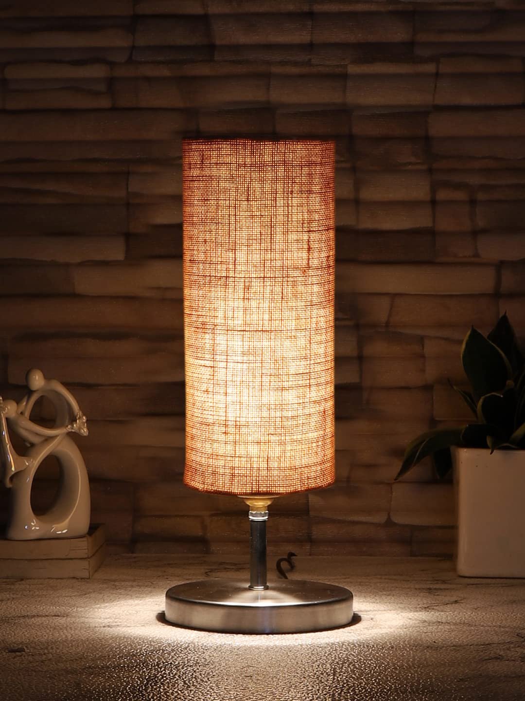 Beige Jute Table lamp with Steel Base -48