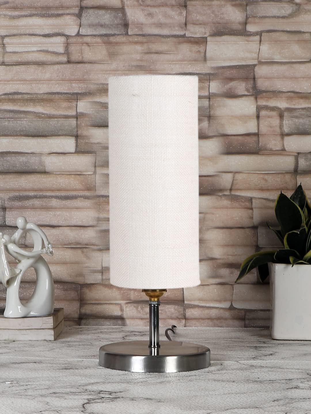 White Jute Table lamp with Steel Base -49