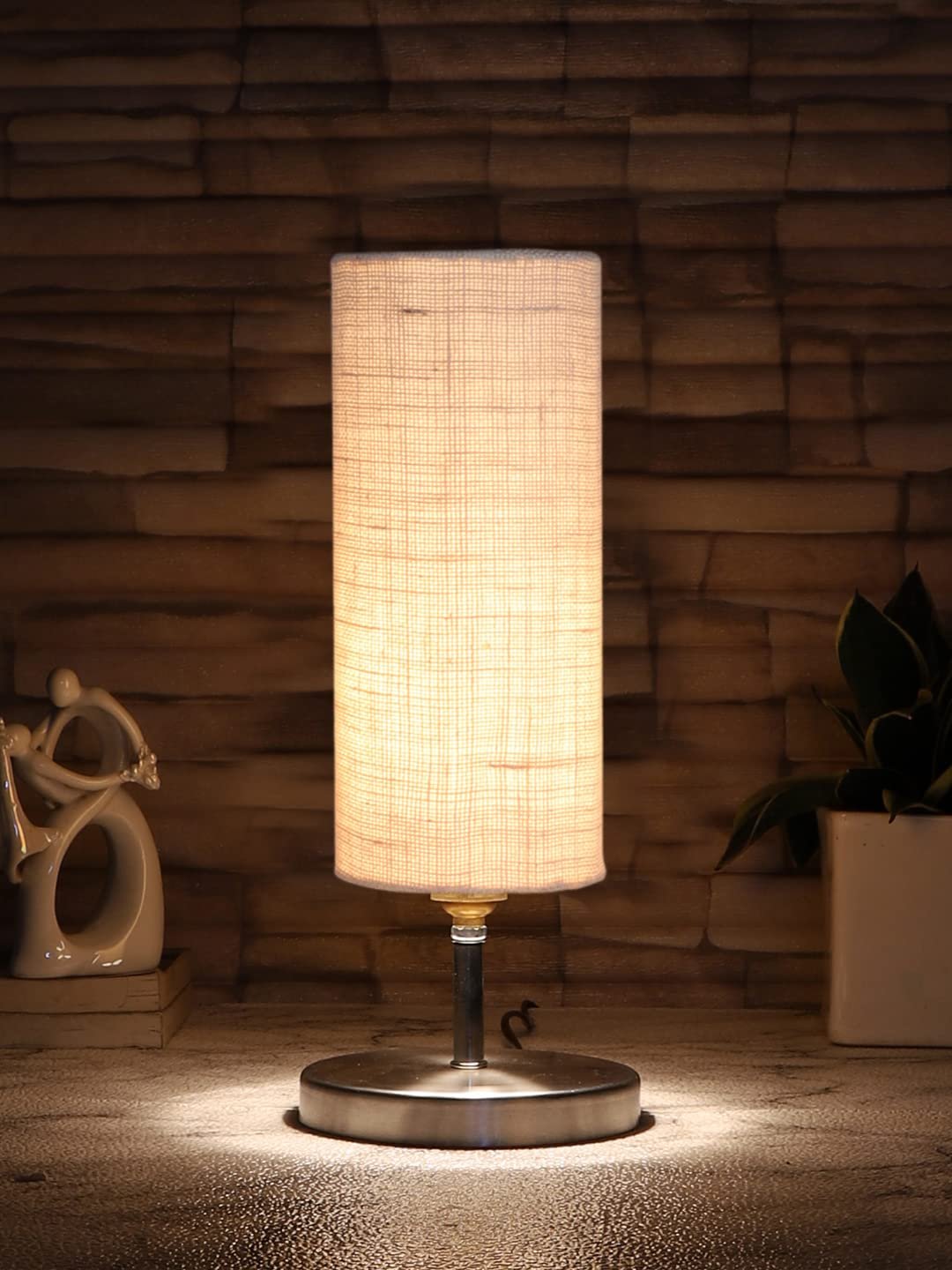 White Jute Table lamp with Steel Base -49