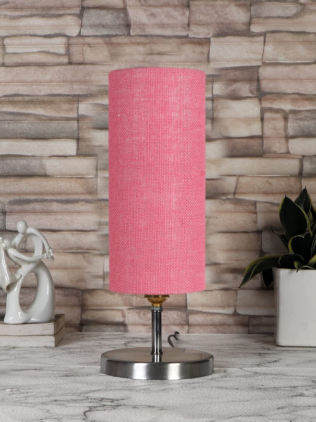 Pink Jute Table lamp with Steel Base -50