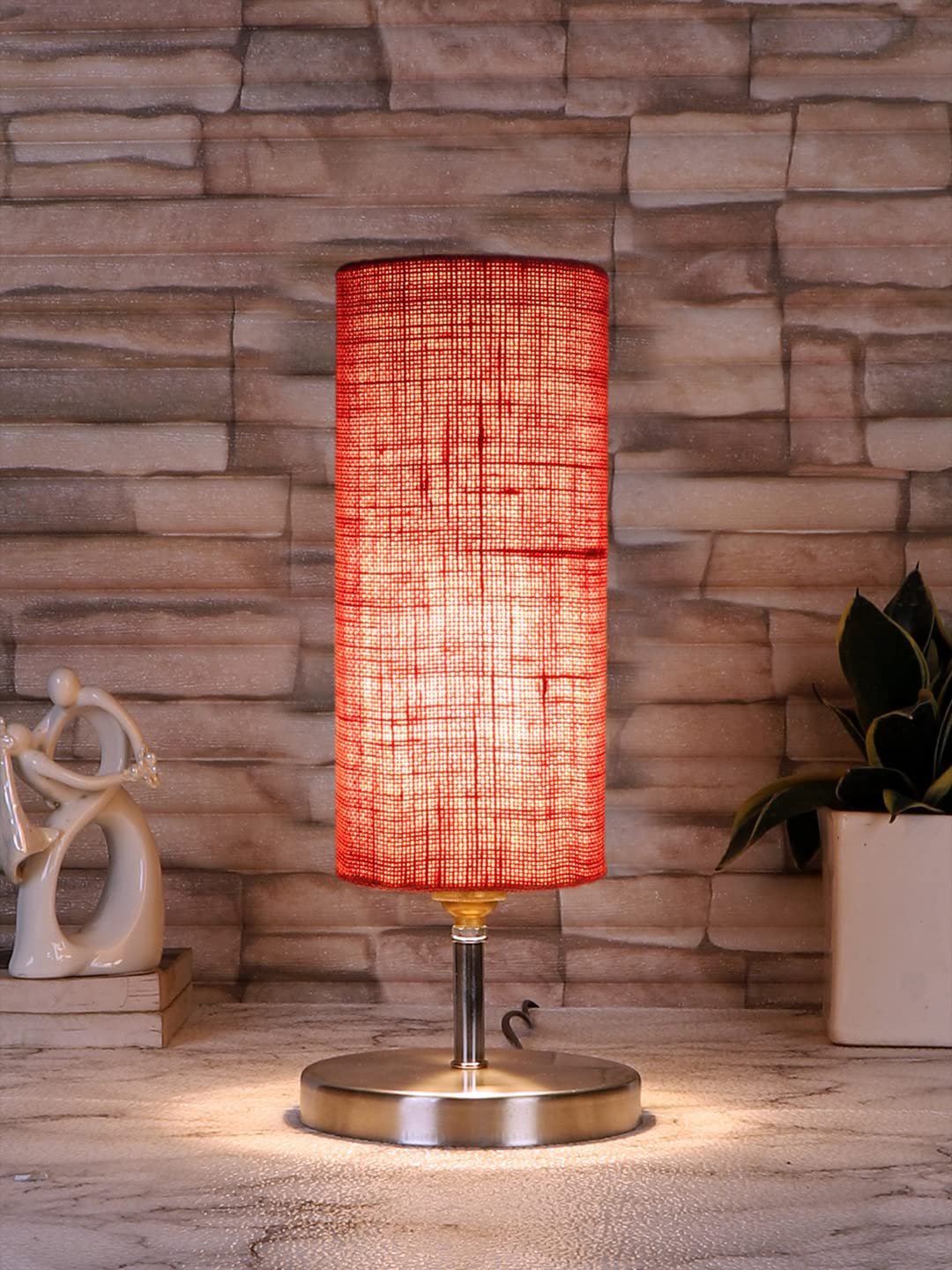 Pink Jute Table lamp with Steel Base -50