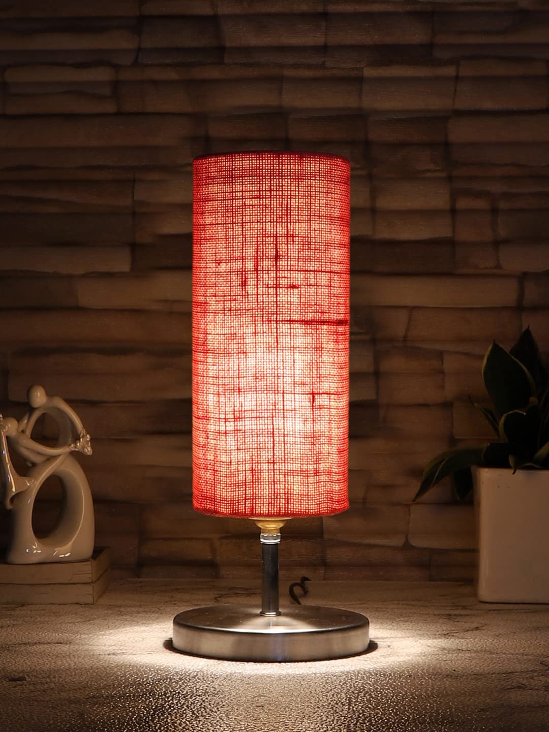 Pink Jute Table lamp with Steel Base -50