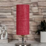 Maroon Jute Table lamp with Steel Base -51 (Size : 5x5x14)