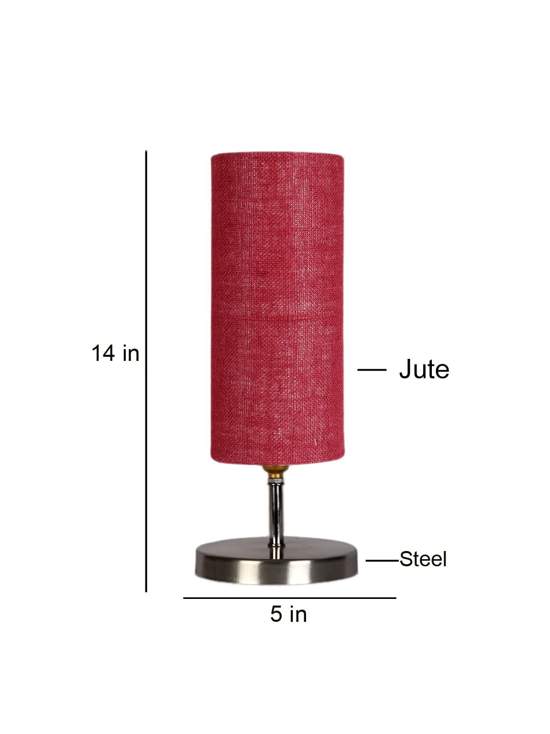 Maroon Jute Table lamp with Steel Base -51 (Size : 5x5x14)
