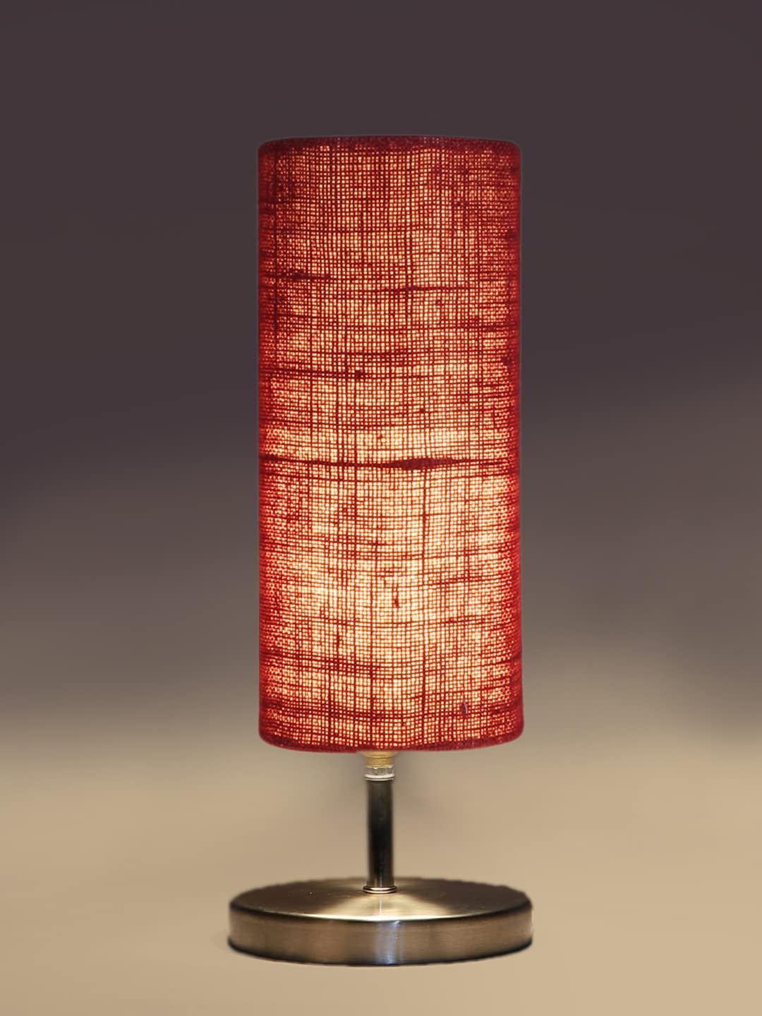 Maroon Jute Table lamp with Steel Base -51 (Size : 5x5x14)