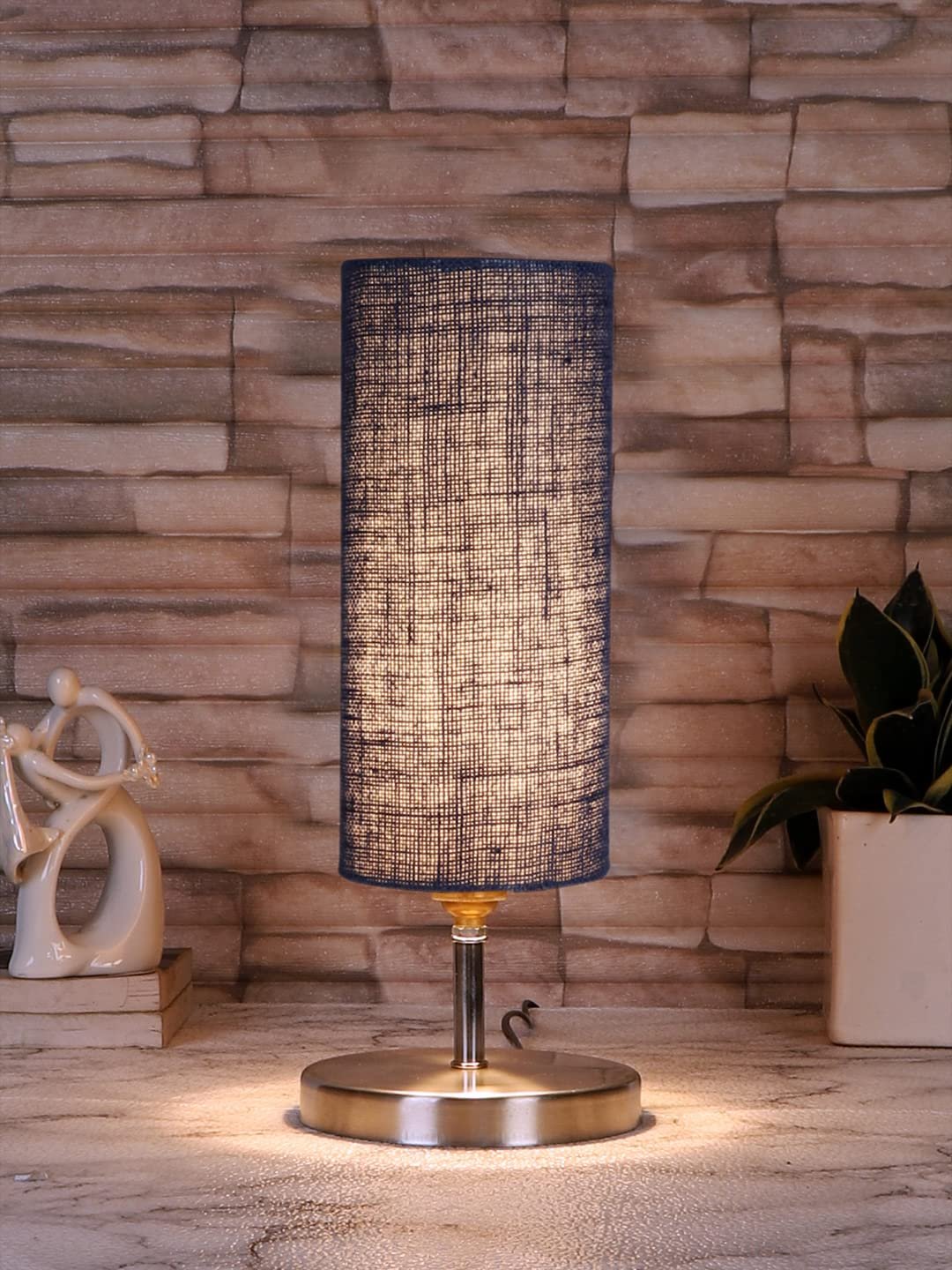 Blue Jute Table lamp with Steel Base -52