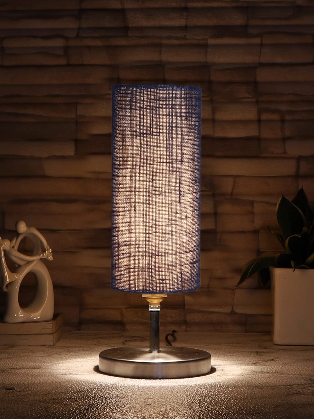 Blue Jute Table lamp with Steel Base -52