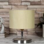 Off-White Cotton Table lamp with Steel Base -57