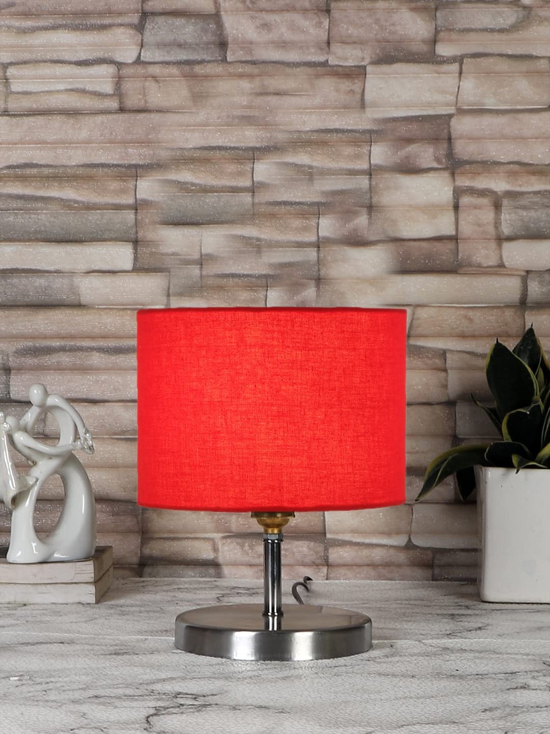 Red Cotton Table lamp with Steel Base -59