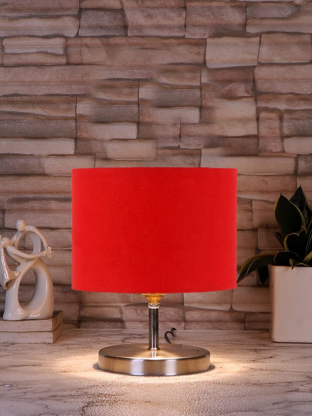 Red Cotton Table lamp with Steel Base -59