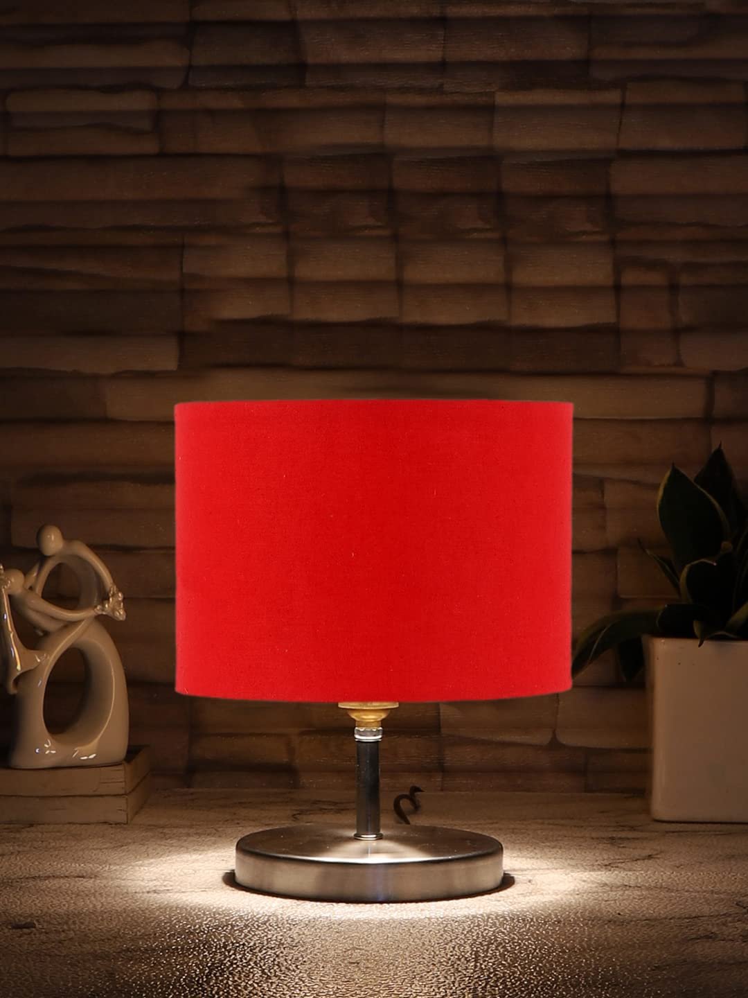 Red Cotton Table lamp with Steel Base -59