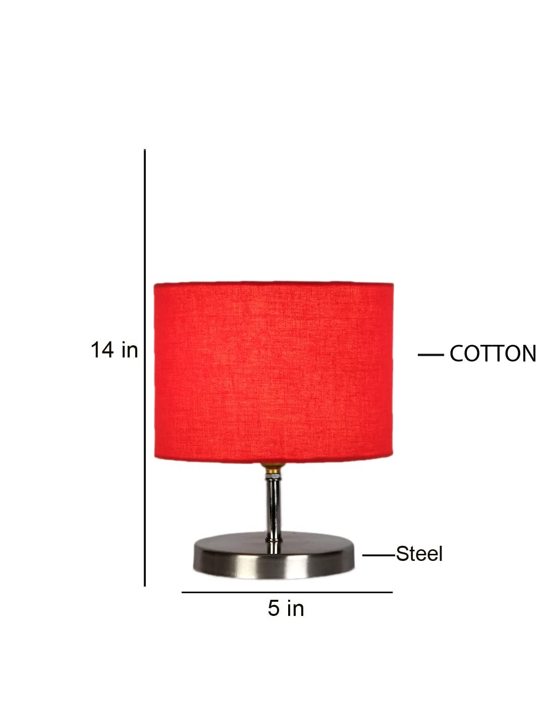 Red Cotton Table lamp with Steel Base -59