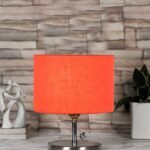 Orange Cotton Table lamp with Steel Base -60
