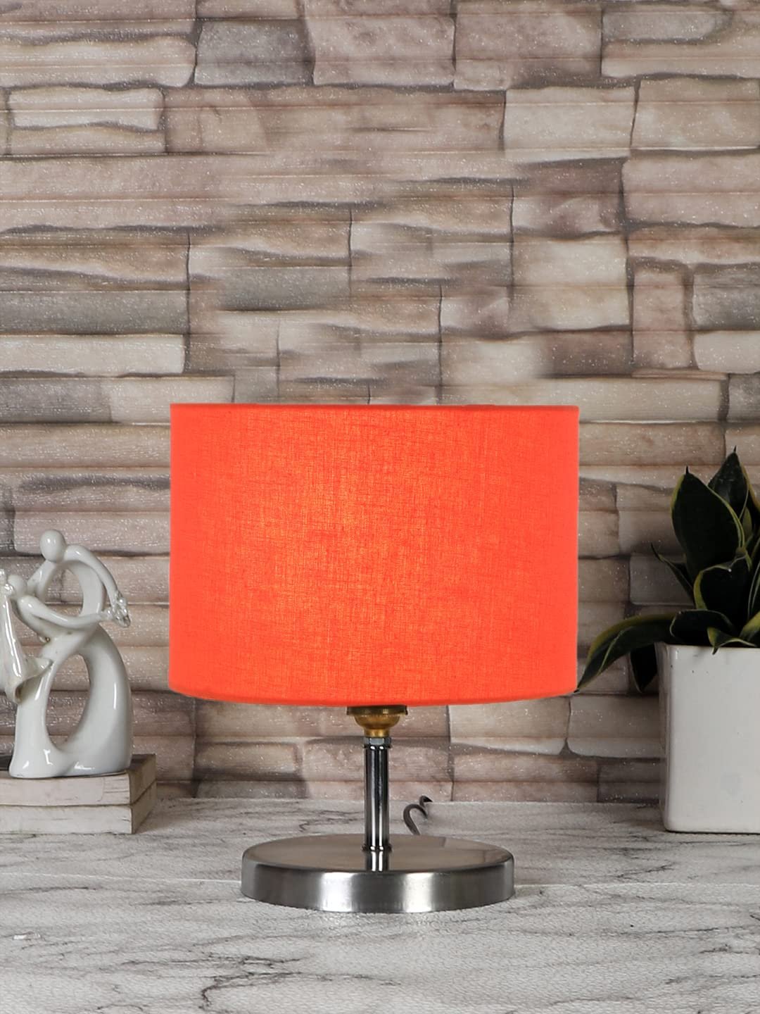 Orange Cotton Table lamp with Steel Base -60