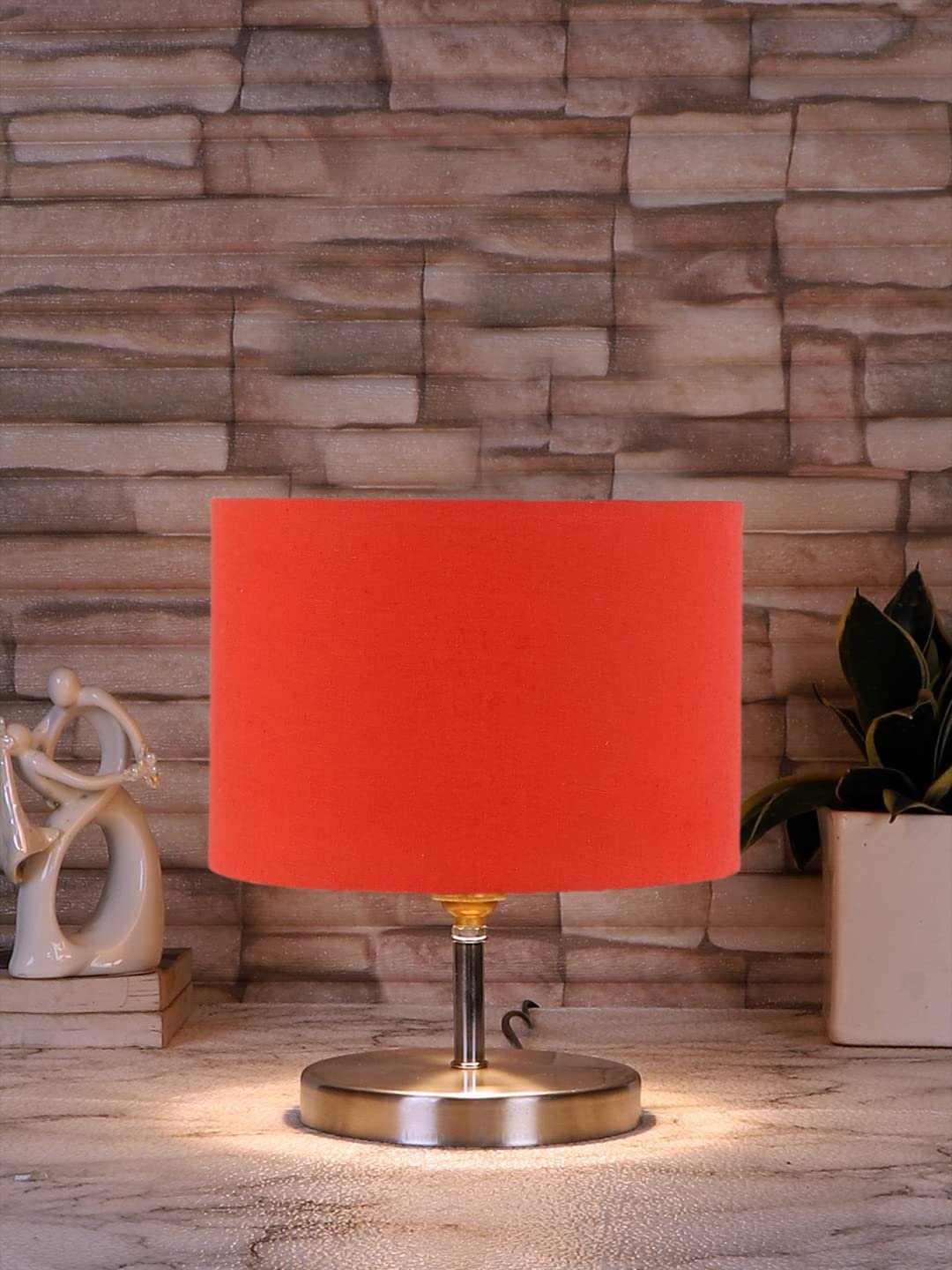 Orange Cotton Table lamp with Steel Base -60
