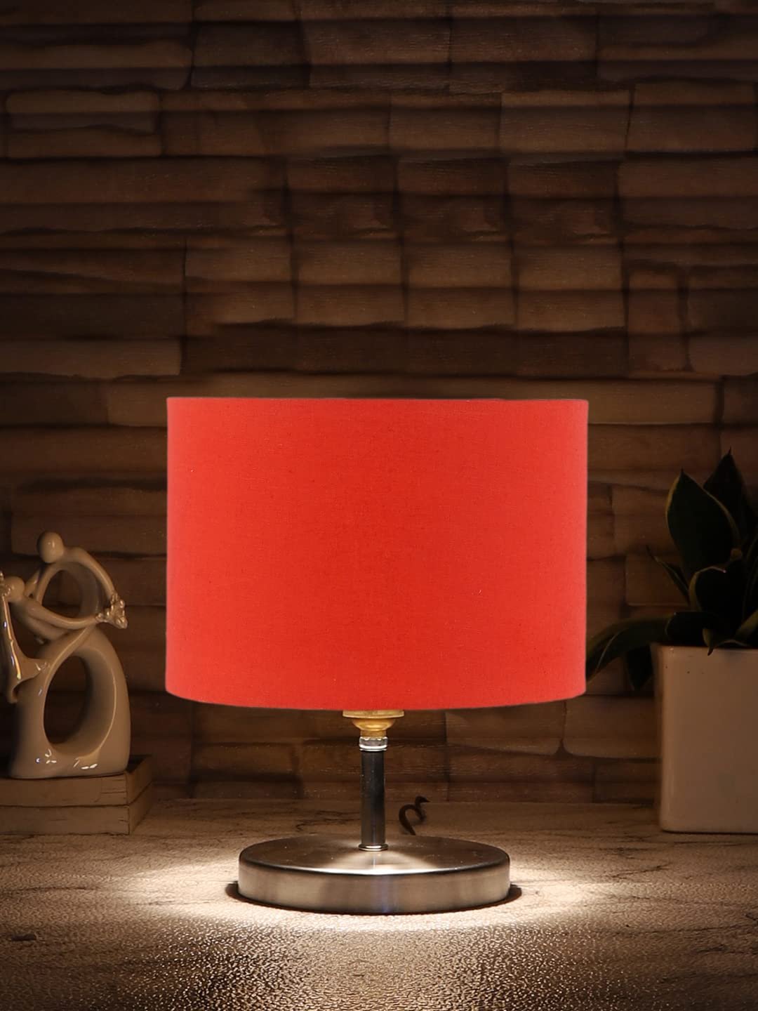 Orange Cotton Table lamp with Steel Base -60