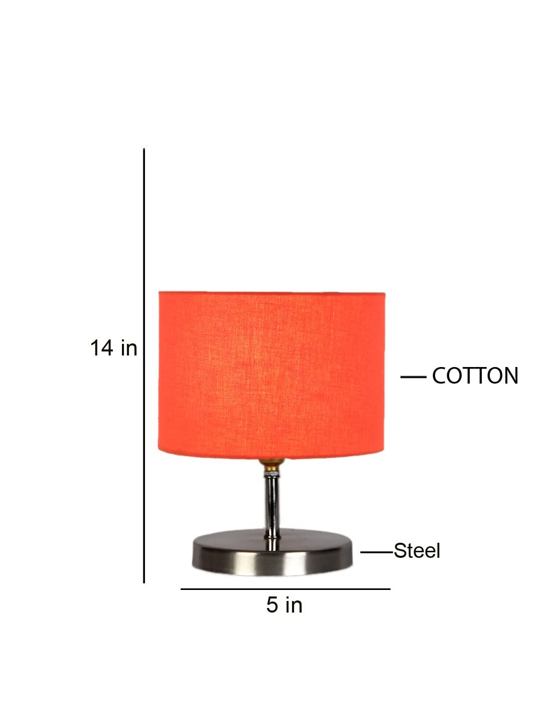 Orange Cotton Table lamp with Steel Base -60
