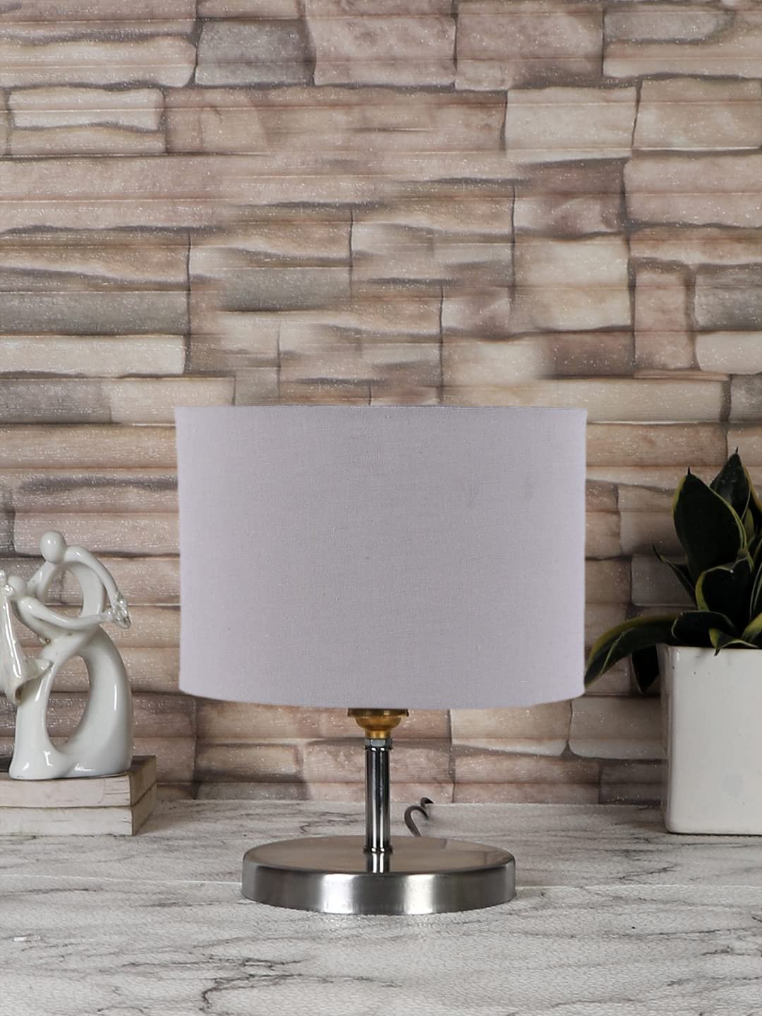 Grey Cotton Table lamp with Steel Base -62