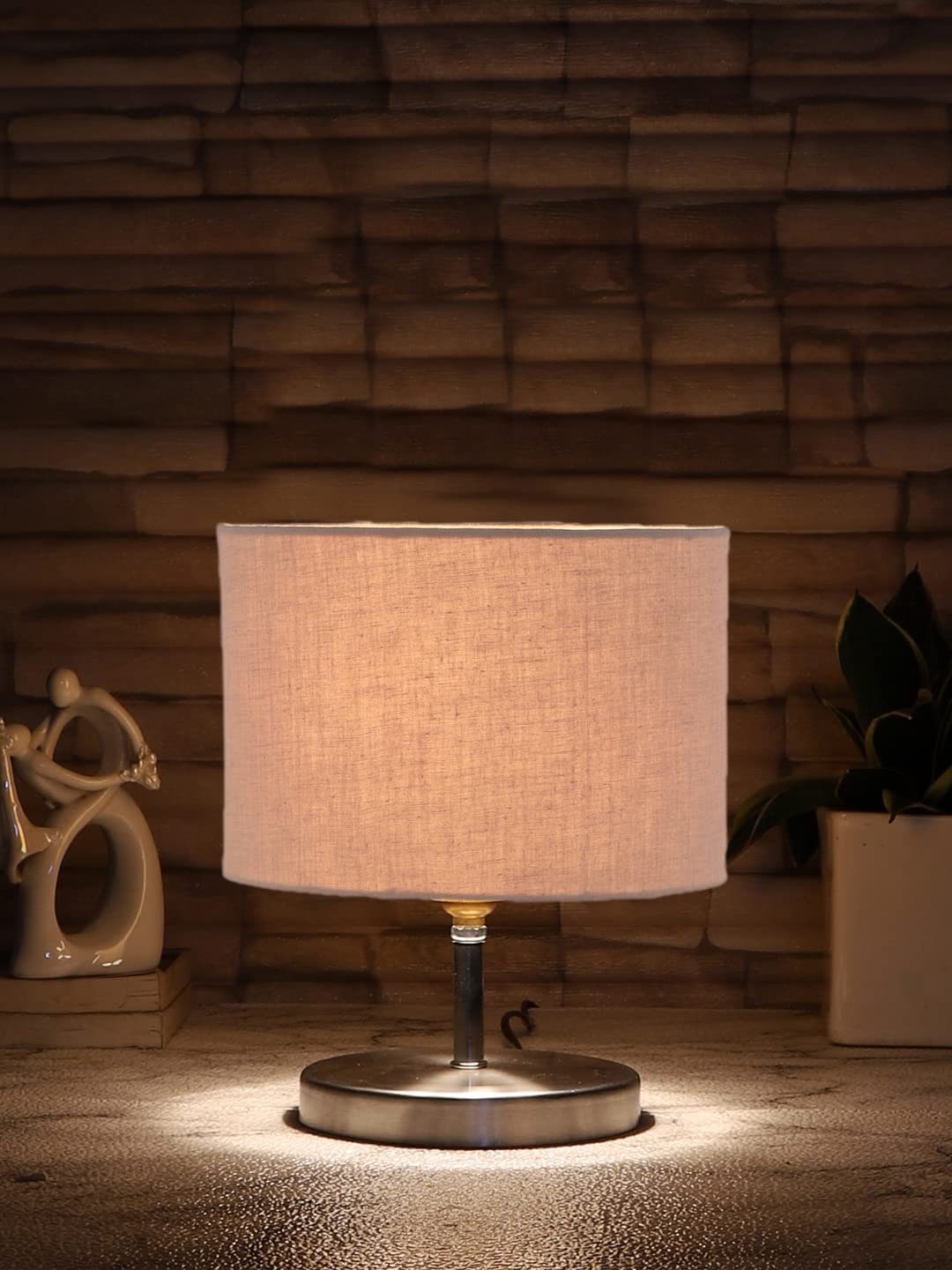 Grey Cotton Table lamp with Steel Base -62