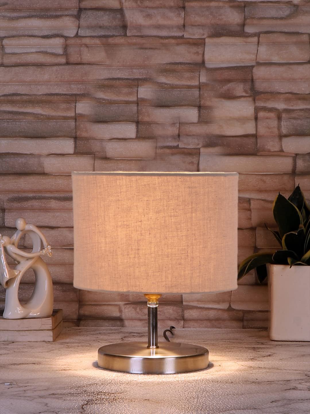 Grey Cotton Table lamp with Steel Base -62