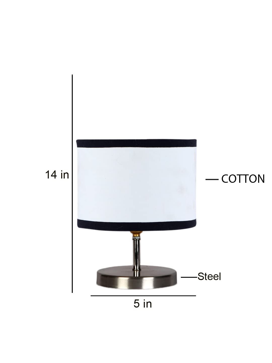White & Black Cotton Table lamp with Steel Base -63