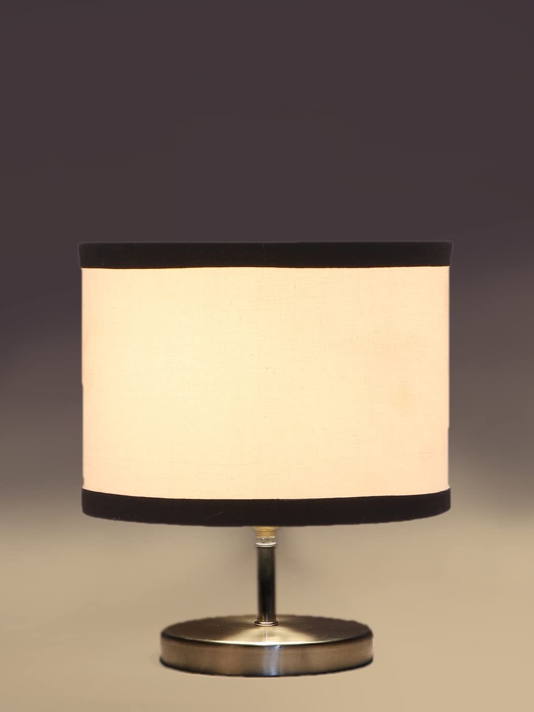White & Black Cotton Table lamp with Steel Base -63