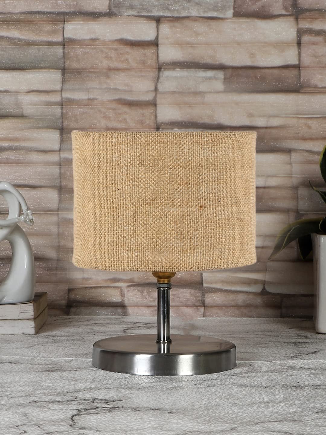 Beige Jute Table lamp with Steel Base -64